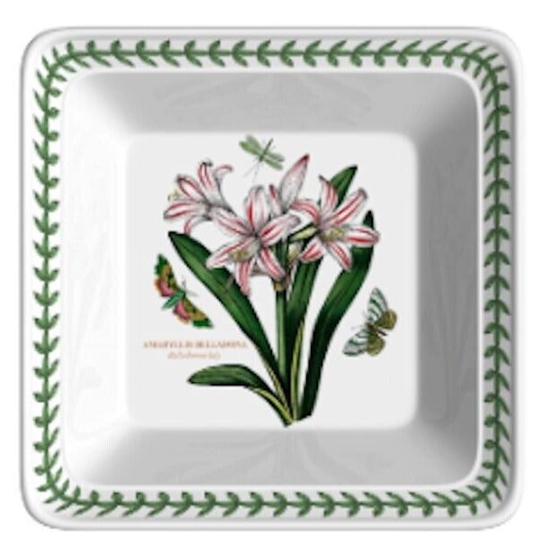 Portmeirion Botanic Garden Square 7.5" Deep Pasta Bowl- Amaryllis Belladona -NEW