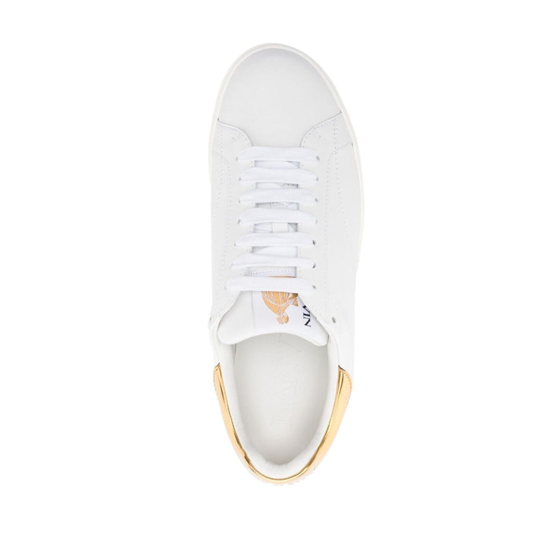 Mens Lanvin Paris DBB0 White Leather with Gold Accent Sneakers Size: 12 /45 NIB