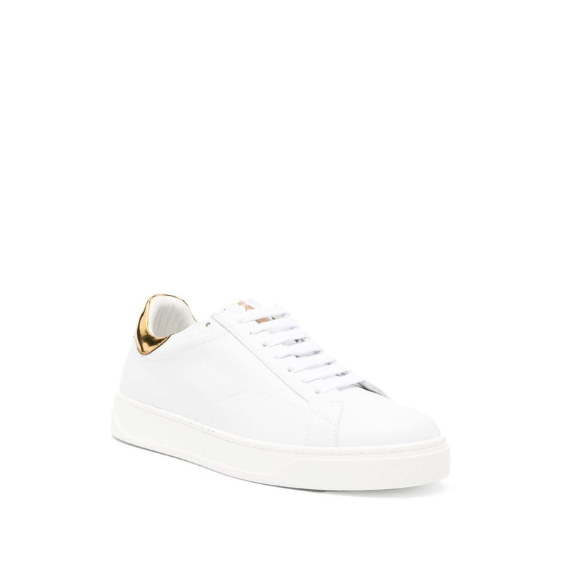 Mens Lanvin Paris DBB0 White Leather with Gold Accent Sneakers Size: 12 /45 NIB