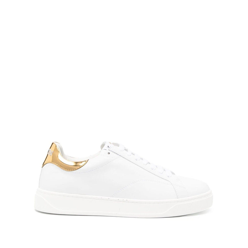 Mens Lanvin Paris DBB0 White Leather with Gold Accent Sneakers Size: 12 /45 NIB