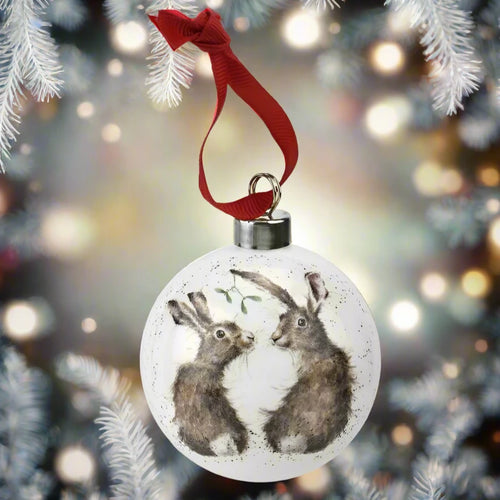 Wrendale Designs Christmas Ornament Hare Bauble Tree Decoration Gift NIB