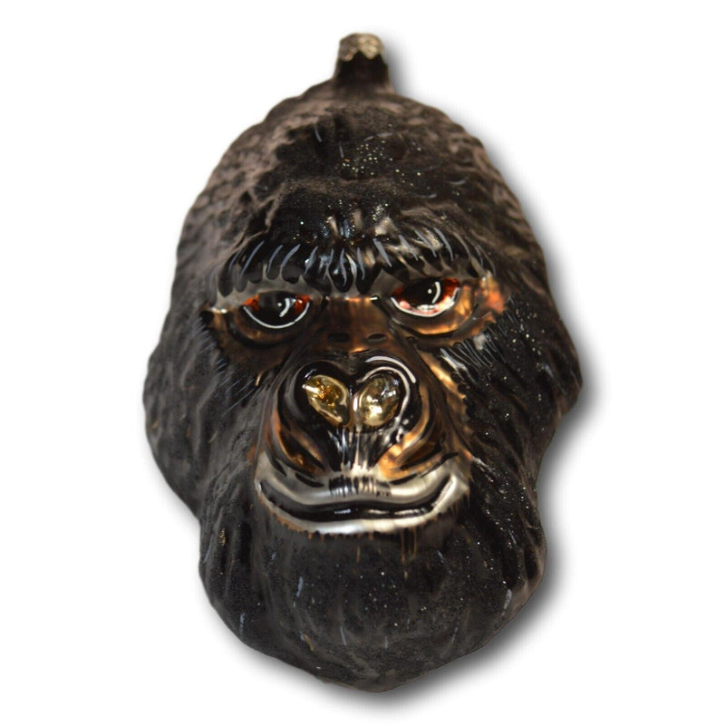 Slavic Treasures Poland Ape Gorilla Head Blown Glass Christmas Ornament