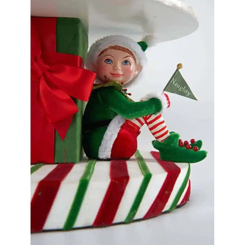 Katherine's Collection Christmas Naughty and Nice Elves Cake Stand - NEW