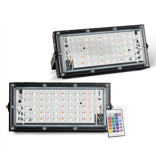 AC 220V RGB Floodlight 50W IP65 Waterproof LED Spotlight with Remote Controller - ThingsGallery