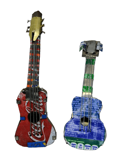 Amazing South Africa Handmade Guitar Set of 2 Made from Soda Cans Tin Figurine - ThingsGallery