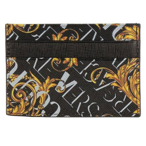 VERSACE JEANS COUTURE Black Logo Couture Card Holder - NIB