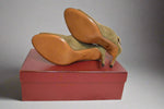 Bally Switzerland High Heel Peep Toe Slingback Sandals In Tan Suede
