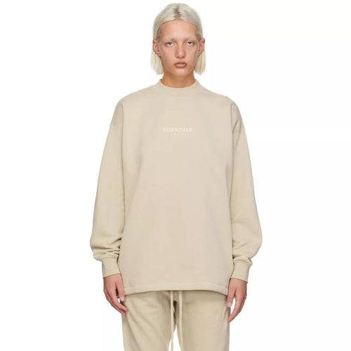  Beige Relaxed Crewneck Sweatshirt