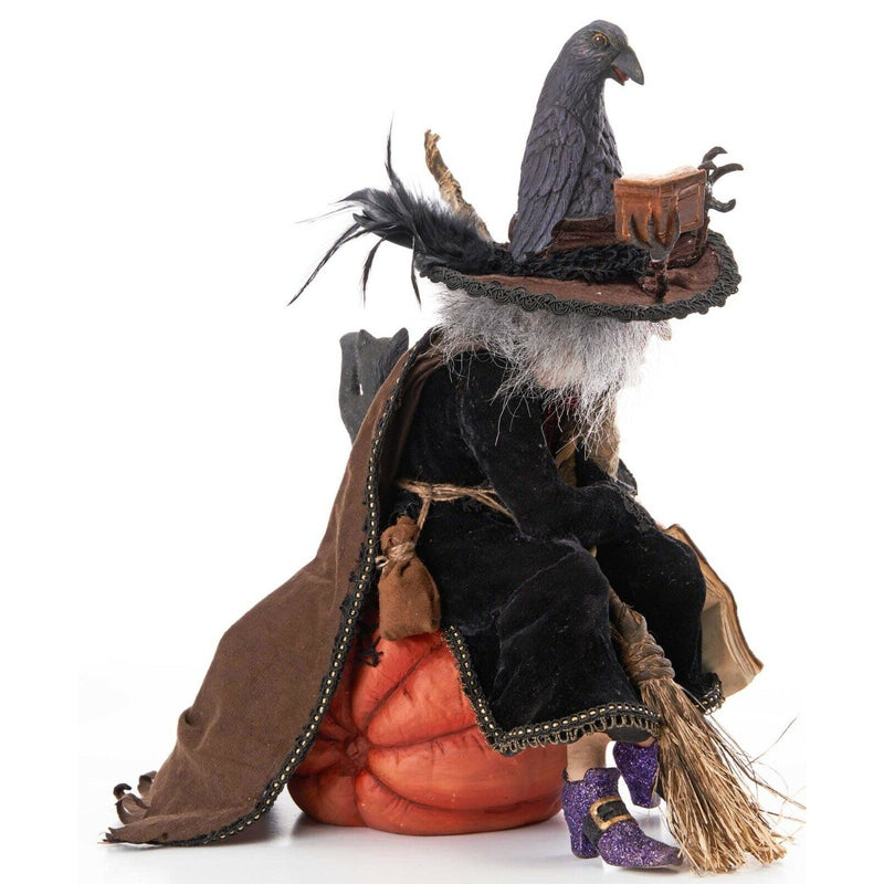 Katherine’s Collection Winona Witch with Broom and Cat Halloween Tabletop - NEW