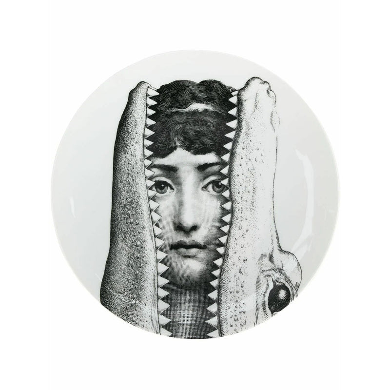 Fornasetti LINA Face in Alligator Mouth WALL PLATE Made In Italy NIB