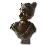 Antique Bronze Bust Sculpture “Lucrèce” by Emmanuel Villanis –French Art Nouveau