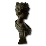 Antique Bronze Bust Sculpture “Lucrèce” by Emmanuel Villanis –French Art Nouveau