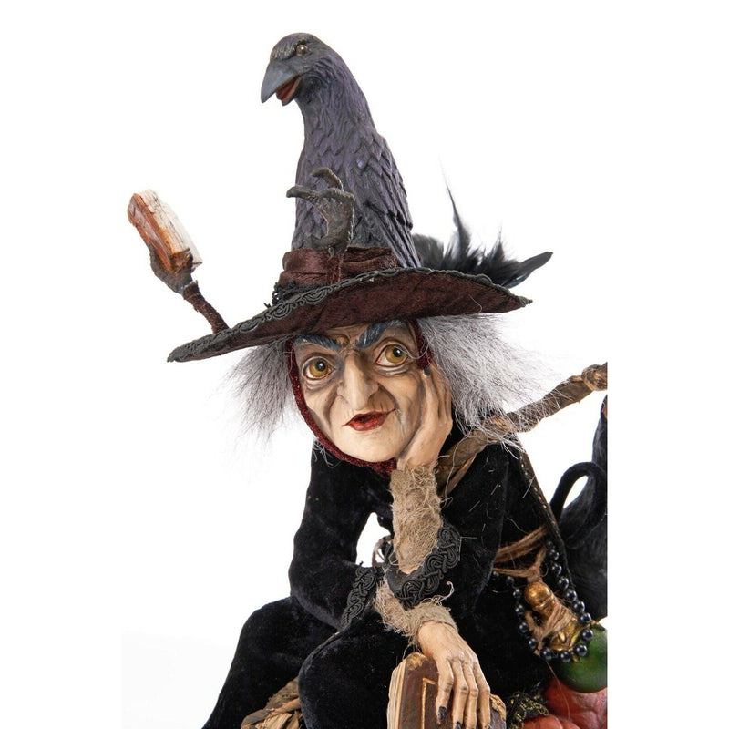 Katherine’s Collection Winona Witch with Broom and Cat Halloween Tabletop - NEW