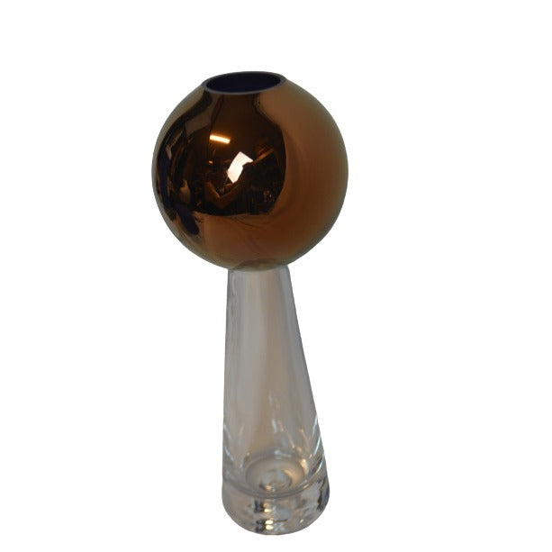 Gorgeous Tom Dixon Glass Tank Copper Stem Vase NIB Sculptural