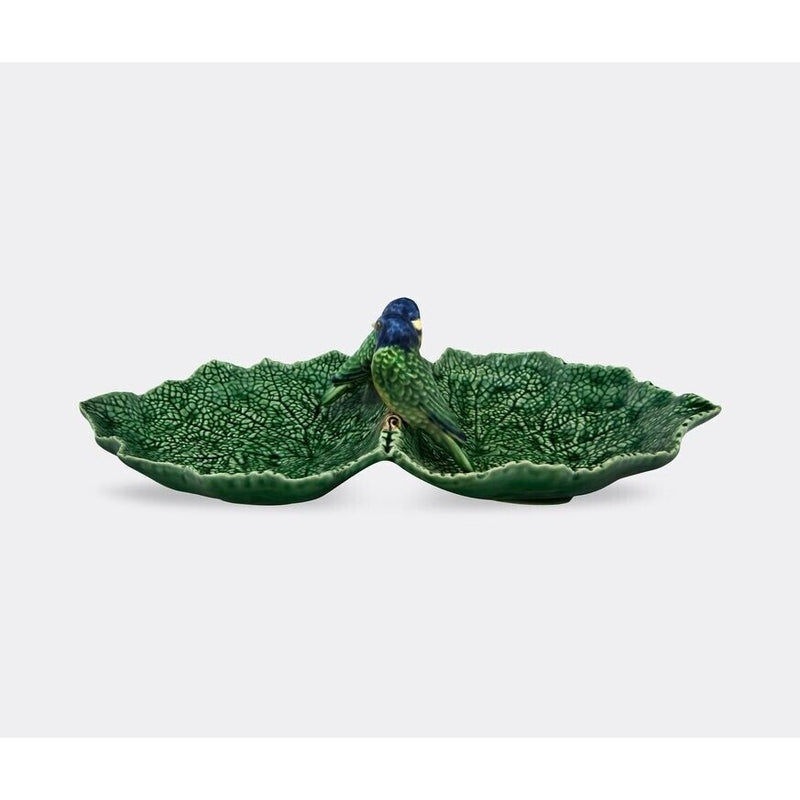 Bordallo Pinheiro Cinerária Double Leaf Bowl With Blue Birds - NEW