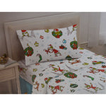 Dr Seuss - The Grinch Twin Sheet Set Flannel Holiday Grinch Max - NEW