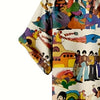 Retro Graphic Print Short Sleeve The Beatles Button Down Shirt Size:XL