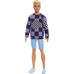 Barbie Ken Fashionistas Doll #191, Blonde Cropped Hair, Checkered Sweater, Denim