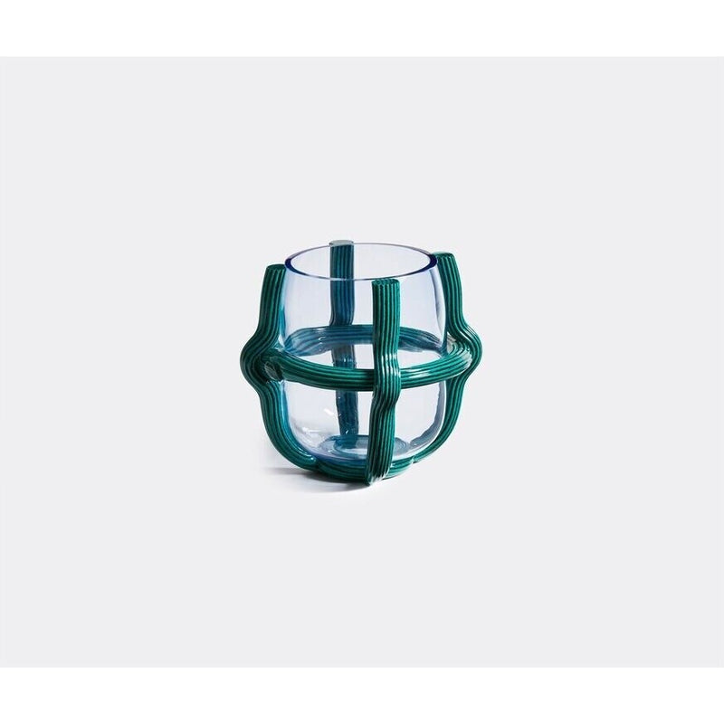 Cassina Sestiere Small Teal & Transparent Vase by Patricia Urquiola - NEW