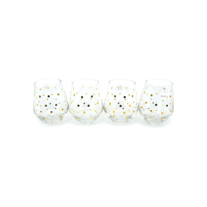 Kate Spade Larabee Gold Dot Stemless Wine 12 oz Crystal Glasses LENOX  Set of 4