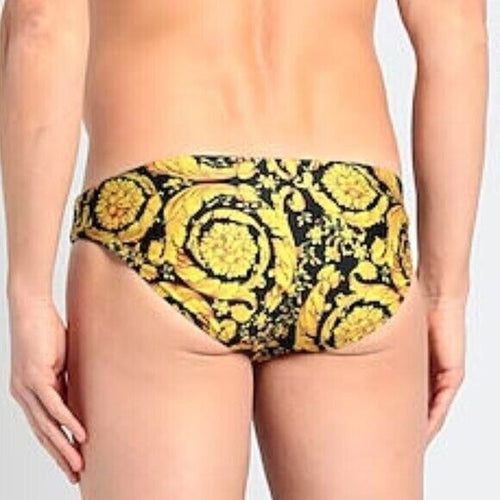 Versace Barocco Swim Briefs Black & Gold Size: 34 / 5  NWT