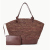 Staud XL Squillo Raffia Tote – Mahogany Brown Purse - NEW