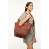 Staud XL Squillo Raffia Tote – Mahogany Brown Purse - NEW