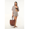 Staud XL Squillo Raffia Tote – Mahogany Brown Purse - NEW