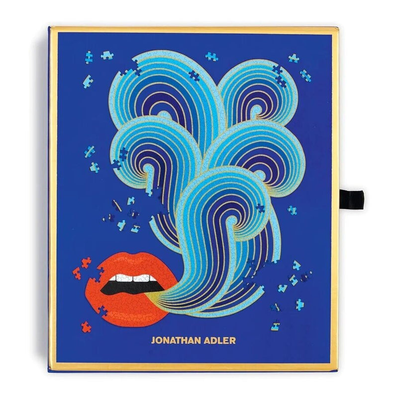 Jonathan Adler Sexy Lips With Smoke 750 Piece Jigsaw Puzzle Unique Shape NIB