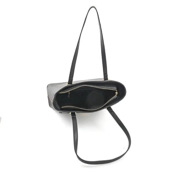 Badgley Mischka Black Square - MT Vegan Leather Tote/Handbag w Gold BM Logo NWT