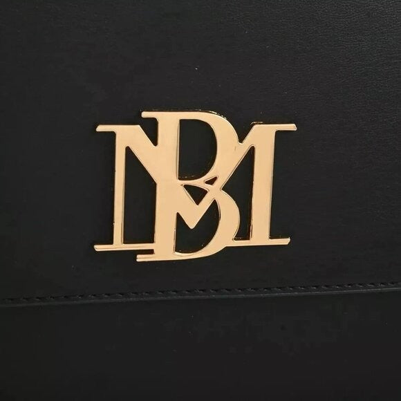Badgley Mischka Black Square - MT Vegan Leather Tote/Handbag w Gold BM Logo NWT