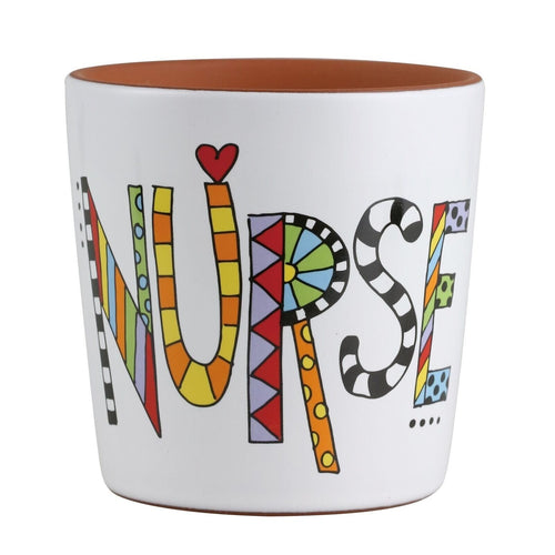 Our Name is Mud Cuppa Doodle Nurse Succulent Planter / Pencil Holder White 