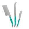 Set Of 3 FRENCH HOME Laguiole Cheese Knife, Spreader Cleaver Turquoise NIB