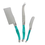 Set Of 3 FRENCH HOME Laguiole Cheese Knife, Spreader Cleaver Turquoise NIB