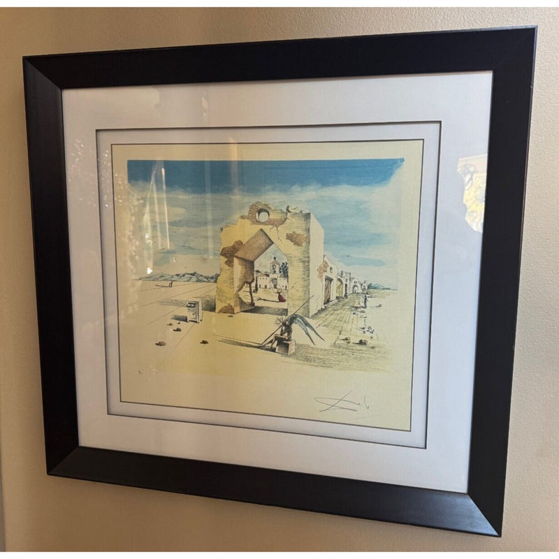 Salvador Dalí Signed Etching - "Paranoiac Village" - Limited Edition 9/500 Frame