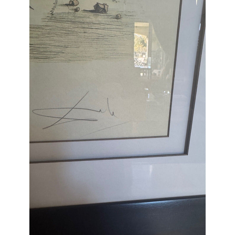 Salvador Dalí Signed Etching - "Paranoiac Village" - Limited Edition 9/500 Frame