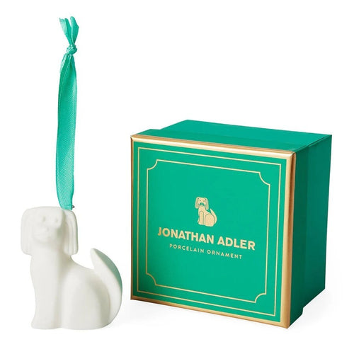 Jonathan Adler White Porcelain Christmas Tree Ornament SPANIEL ORNAMENT- NIB