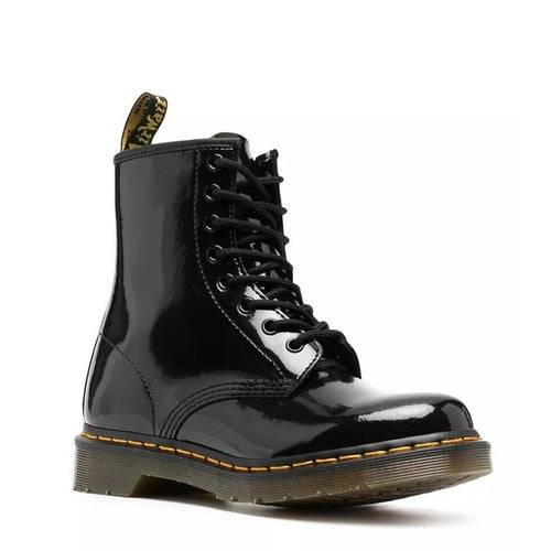 patent leather combat boots