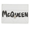 Alexander McQueen Graffiti Skull White Leather Card Holder Wallet - Brand New