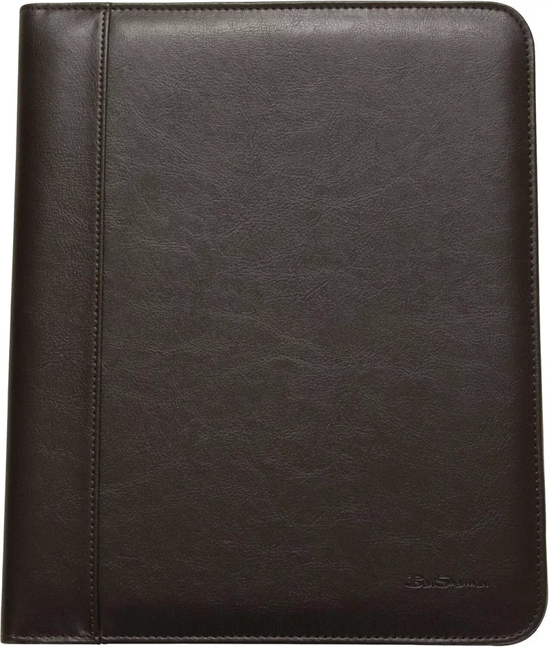 Ben Sherman 12" Vegan Saffiano Bi-fold Business School, Work, Professional Padfolio Binder, Brown, Faux Leather Writing Pad