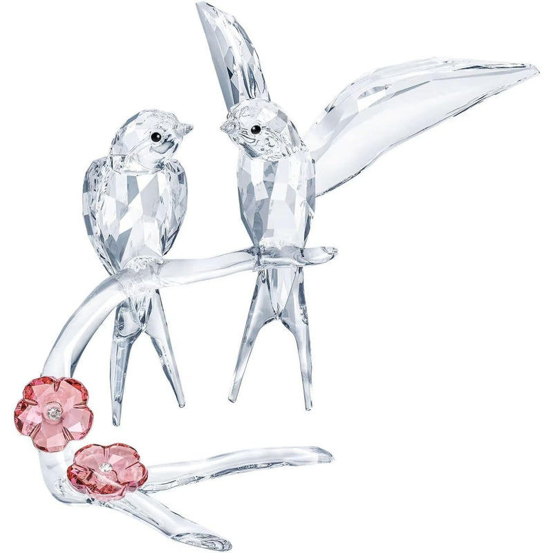 Swarovski Swallows Bird Symbol Of Love Pink Flower Crystal Figurine #5475566