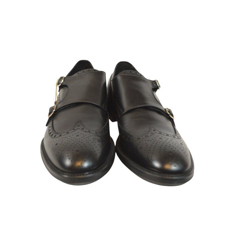Doucal’s Men’s Brogue Double Monk Strap Wingtip Dress Shoes Size 12 NIB Italy