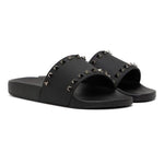 VALENTINO GARAVANI Black Rockstud Pool Slides / Sandals Size: 44 / 11 US NIB