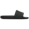 VALENTINO GARAVANI Black Rockstud Pool Slides / Sandals Size: 44 / 11 US NIB