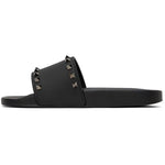 VALENTINO GARAVANI Black Rockstud Pool Slides / Sandals Size: 44 / 11 US NIB