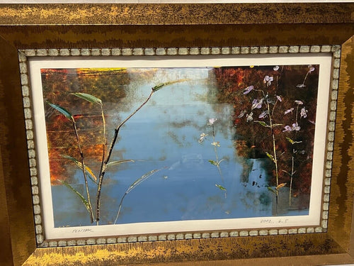 Stephen Pentak 2006 Abstracted Painted Landscape On Paper + Heavy Gold Frame