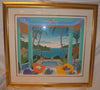Framed Thomas McKnight Mustique Pavillion Steriograph Ocean View Numbered Signed