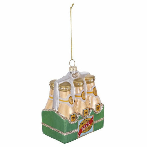 Glass Beer Bottle Case of 6 Beers Ornament - NEW
