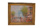 Vintage Framed French Oil Painting Signed Burne Arc de Triomphe in Paris City