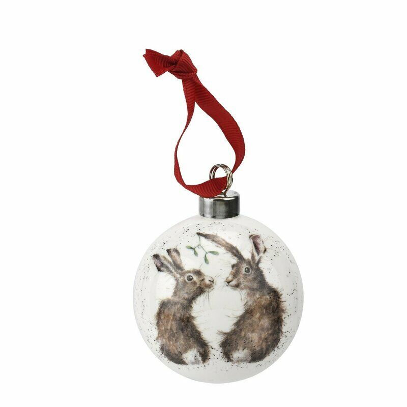 Wrendale Designs Christmas Ornament Hare Bauble Xmas Tree Decoration Gift NIB